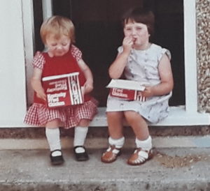 KFC sitting on the step