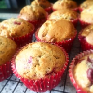 Raspberry and white chocolate muffins